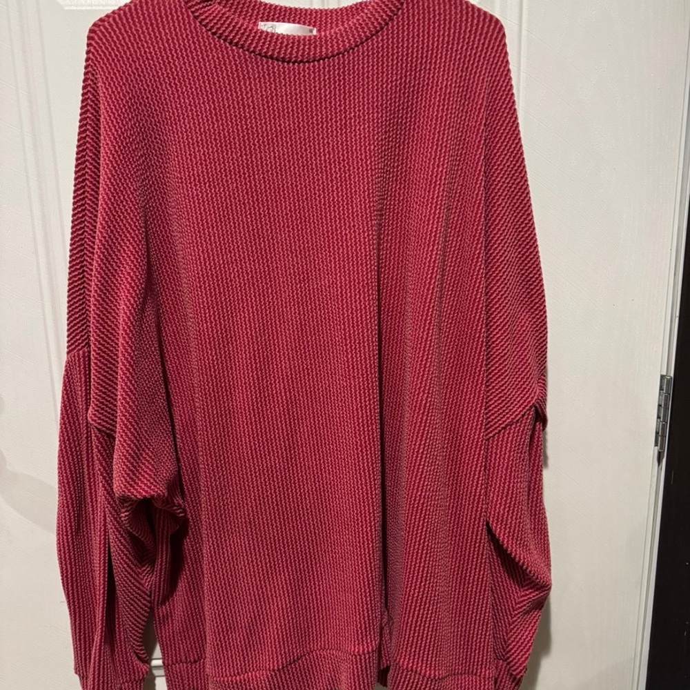 Elegant Women's Long Sleeve Top in Rich Red
